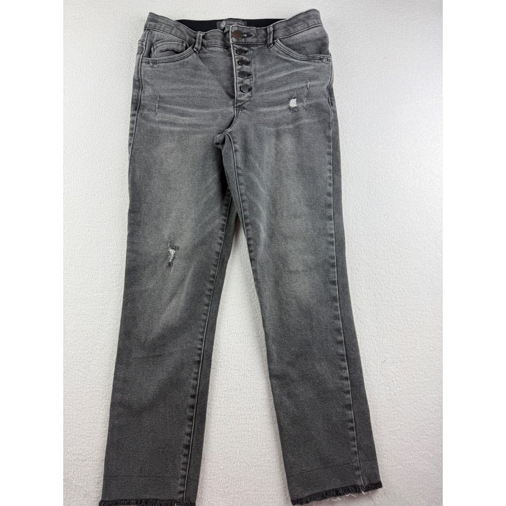 Democracy Ab Technology Women's 8 Distressed Faded Black Button Fly Jeans